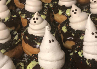 halloween themed ghost donuts