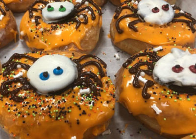halloween themed spider donuts