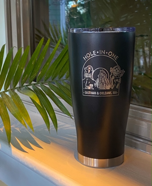 Get a Hole in One travel mug to remember Cape Cod.