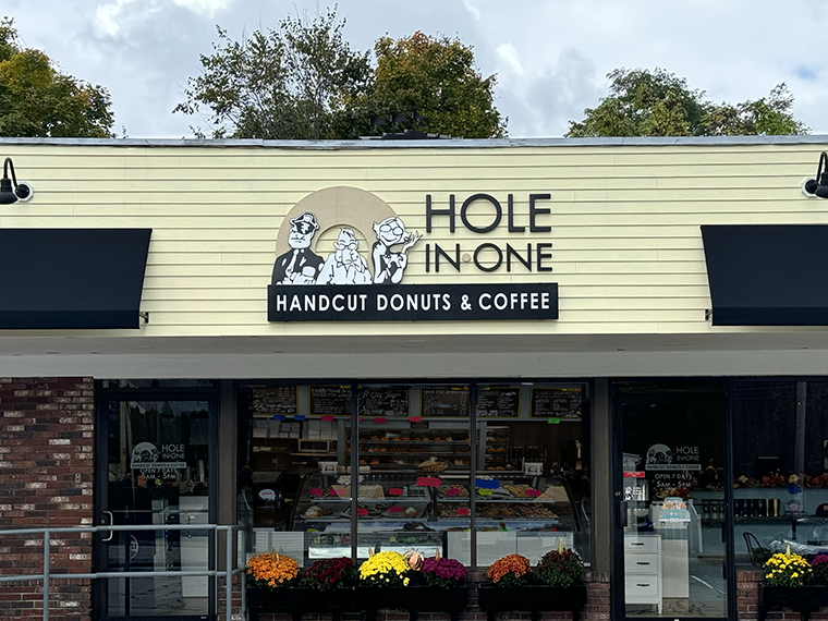 The Hole in One - Rockland is located at 482 Market St, Rockland, MA. This is where you will find the most delicious, homemade donuts and specialty coffees, as well as breakfast sandwiches!