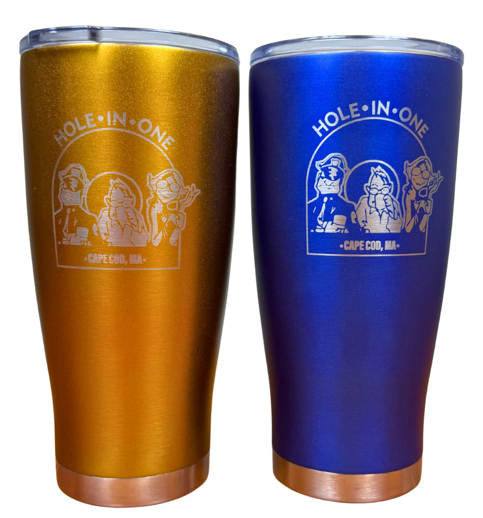 Hole in One stainless steel travel mugs keep your favorite beverage hot or cold for hours